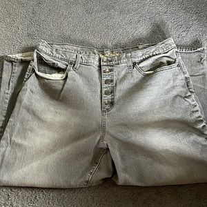 Grey high rise wide leg jeans